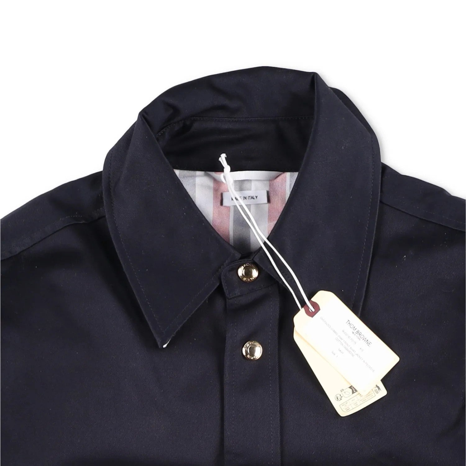 THOM BROWNE Mens Oversized Combo Snap Front Shirt Jacket Black Blue 2 RRP 1840 — View 5