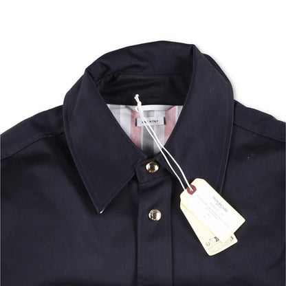 THOM BROWNE Mens Oversized Combo Snap Front Shirt Jacket Black Blue 2 RRP 1840 — View 5