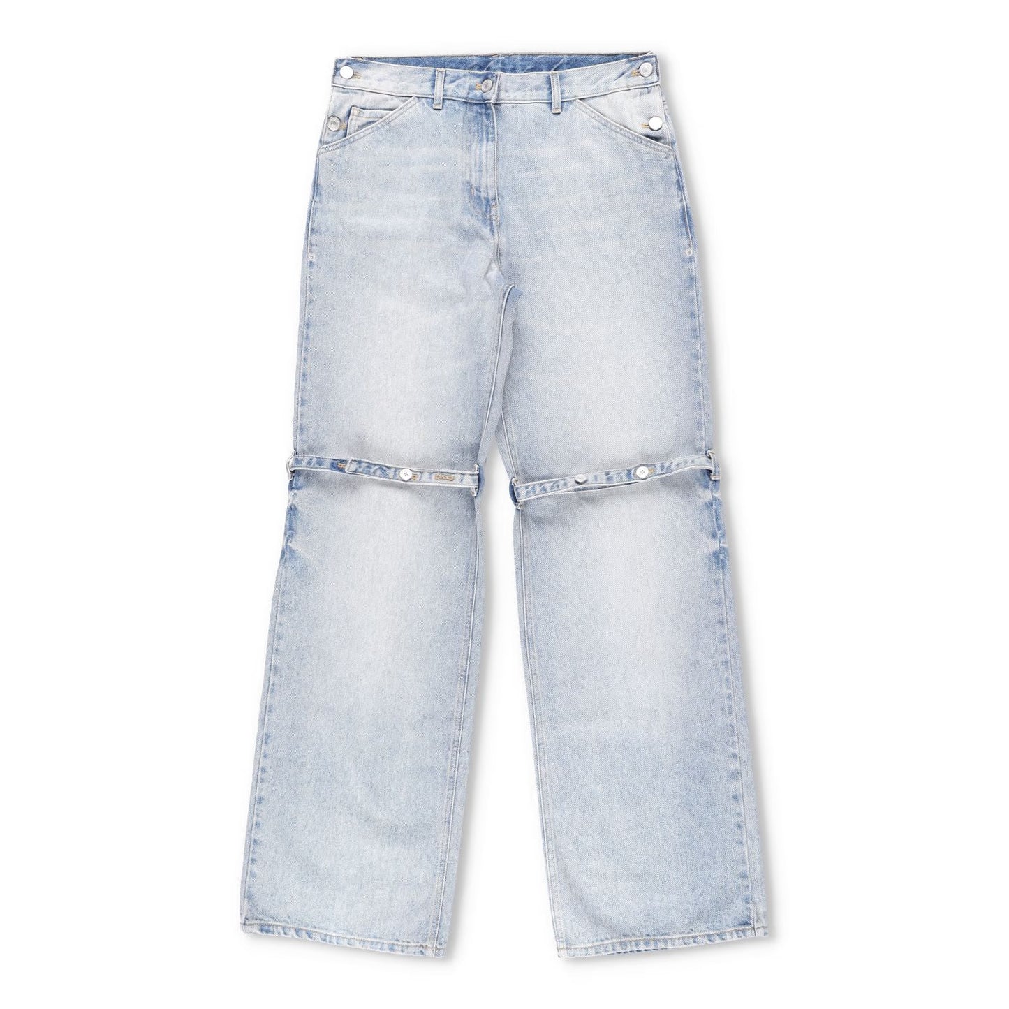 COURREGES Womens Sailor Blue Denim Baggy Pants Wide Leg Jeans Size 38 RRP 500