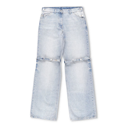 COURREGES Womens Sailor Blue Denim Baggy Pants Wide Leg Jeans Size 38 RRP 500