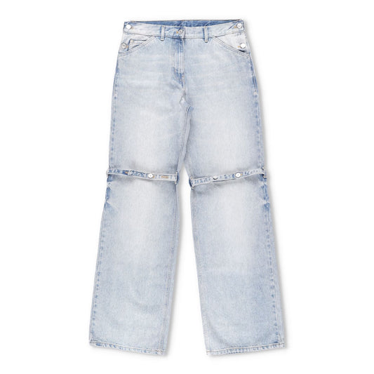 COURREGES Womens Sailor Blue Denim Baggy Pants Wide Leg Jeans Size 38 RRP 500