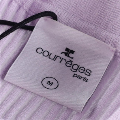 COURREGES Womens Rib Knit Polo Basic Blouse Purple Collared Buttoned S RRP 440 — View 9