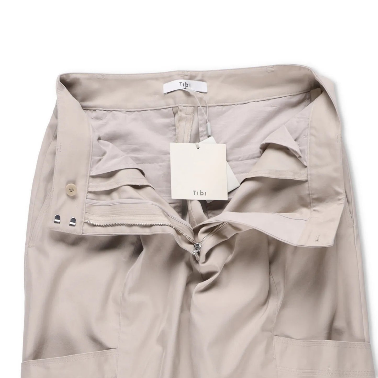 TIBI Mens Trousers Cotton Regular Fit Beige Large Pockets Size 6 RRP 250 — View 7