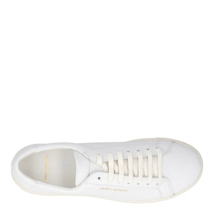 SAINT LAURENT Womens Trainers White Leather Low Top Lace Up Sneakers UK 7 RRP555 — View 7