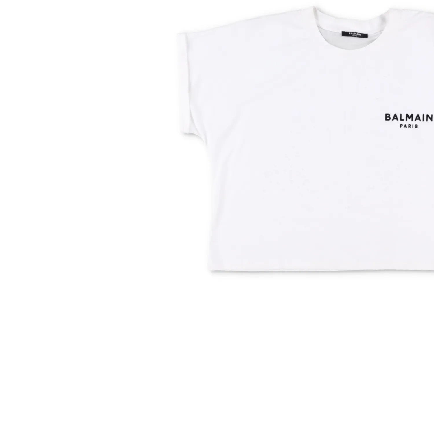 BALMAIN Womens Cropped T-Shirt Cotton Short Sleeve White Logo Size M RRP 350 — View 3