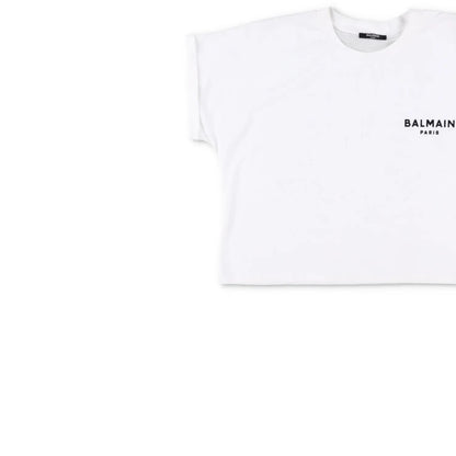 BALMAIN Womens Cropped T-Shirt Cotton Short Sleeve White Logo Size M RRP 350 — View 3