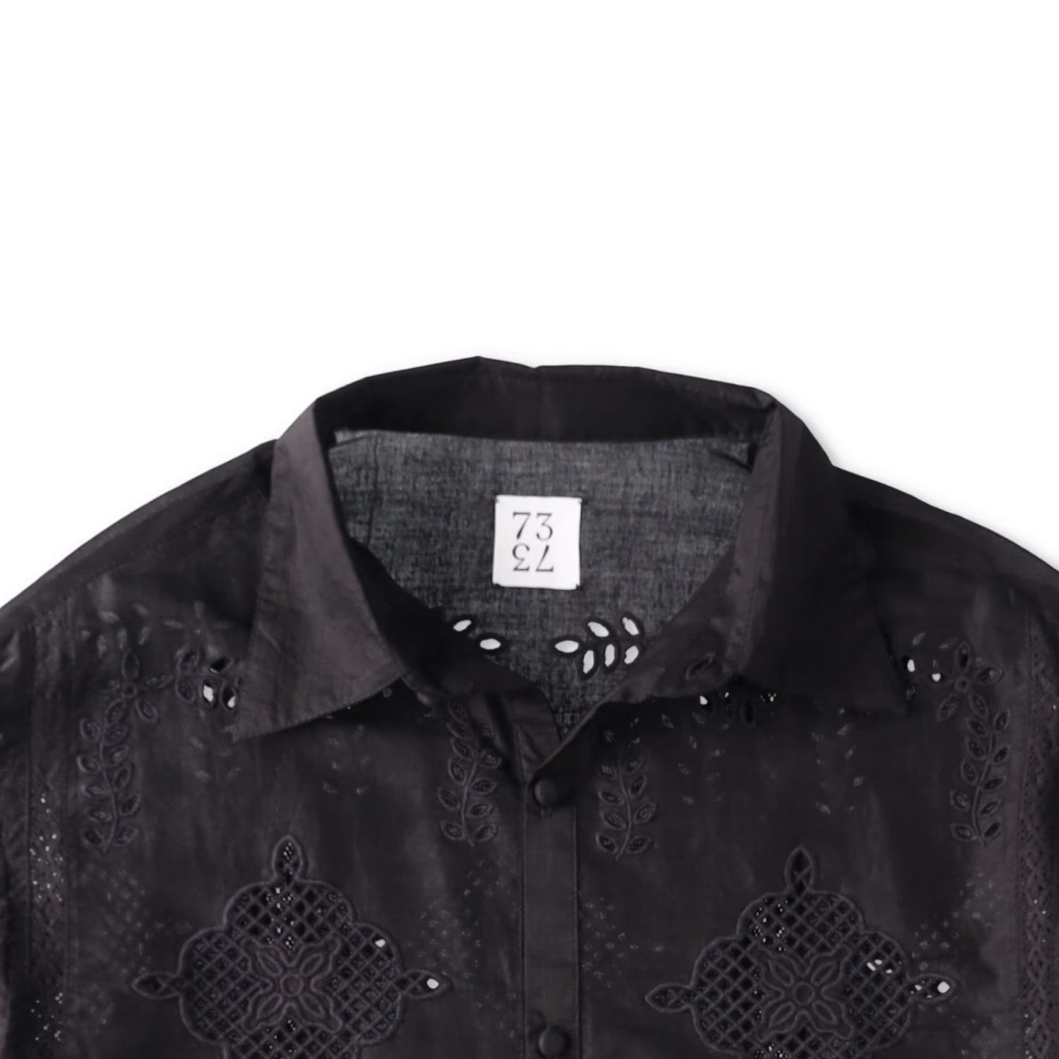 73 LONDON Mens Cut Work Broderie Long Sleeve Shirt Button-Up Black 42 RRP 443.9 — View 8