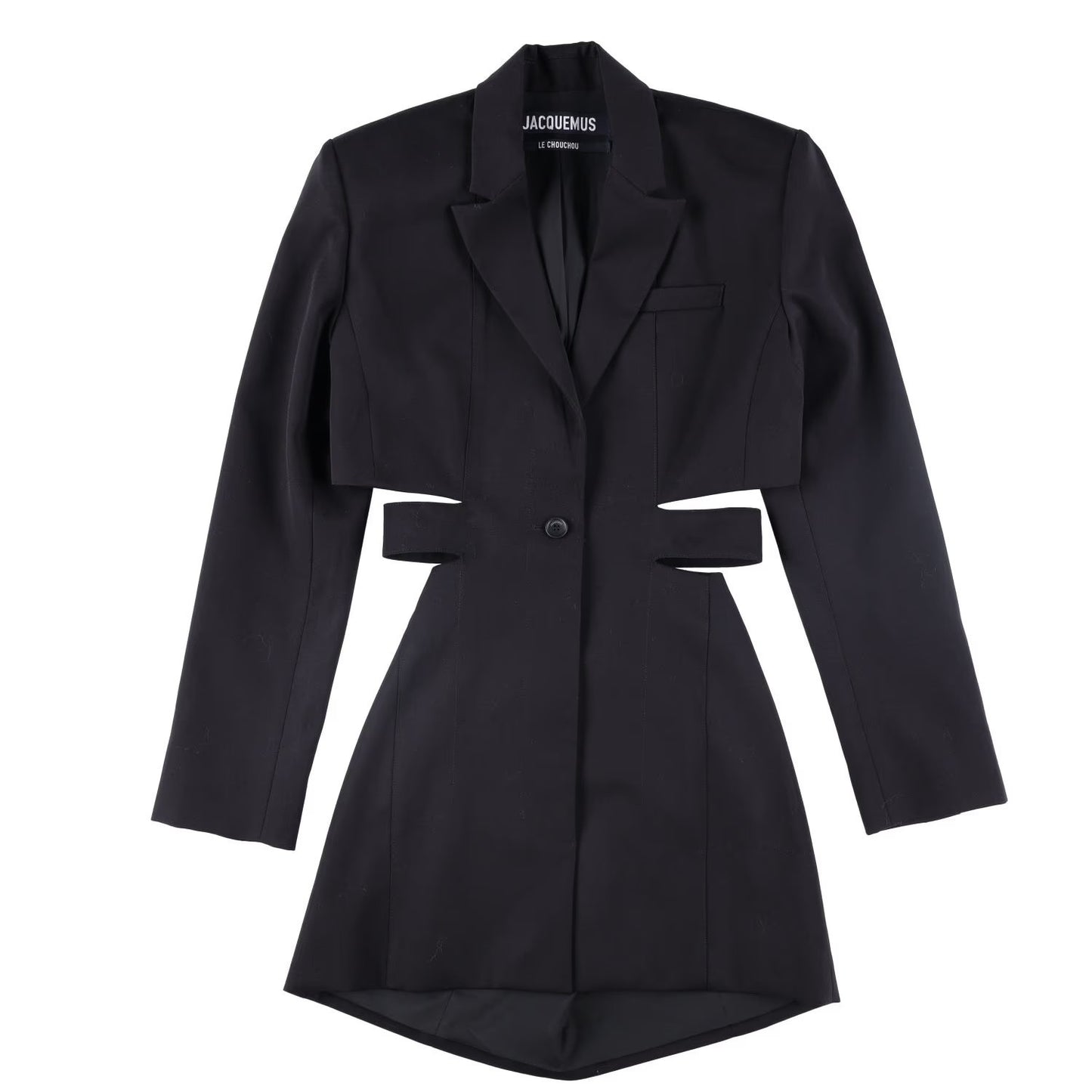 JACQUEMUS Womens La Robe Bari Long Sleeve Side Mini Dress Black 38 RRP 830