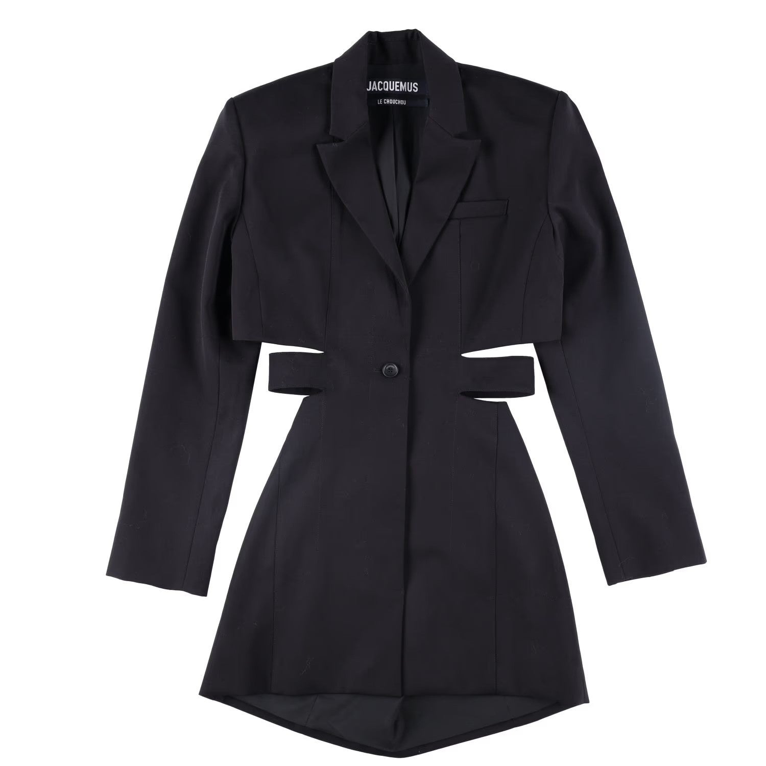 JACQUEMUS Womens La Robe Bari Long Sleeve Side Mini Dress Black 38 RRP 830