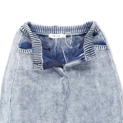 AYA MUSE Womens Beren Mid Waist Wide Leg Knit Trousers Blue Size M RRP 422 — View 6