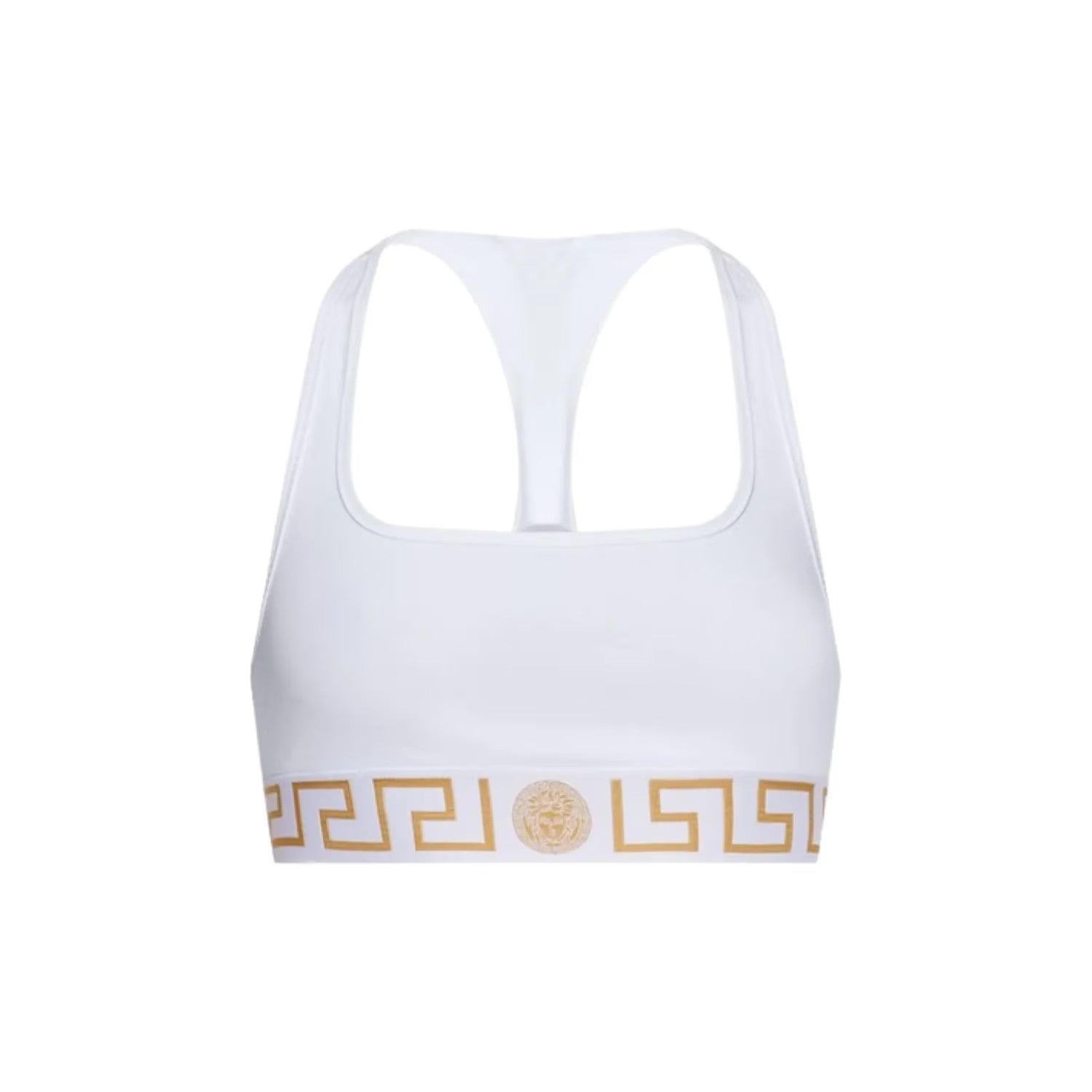 VERSACE Womens Bra Soft Cup Square Neck Topeka White Greek Racerback 2 RRP 75