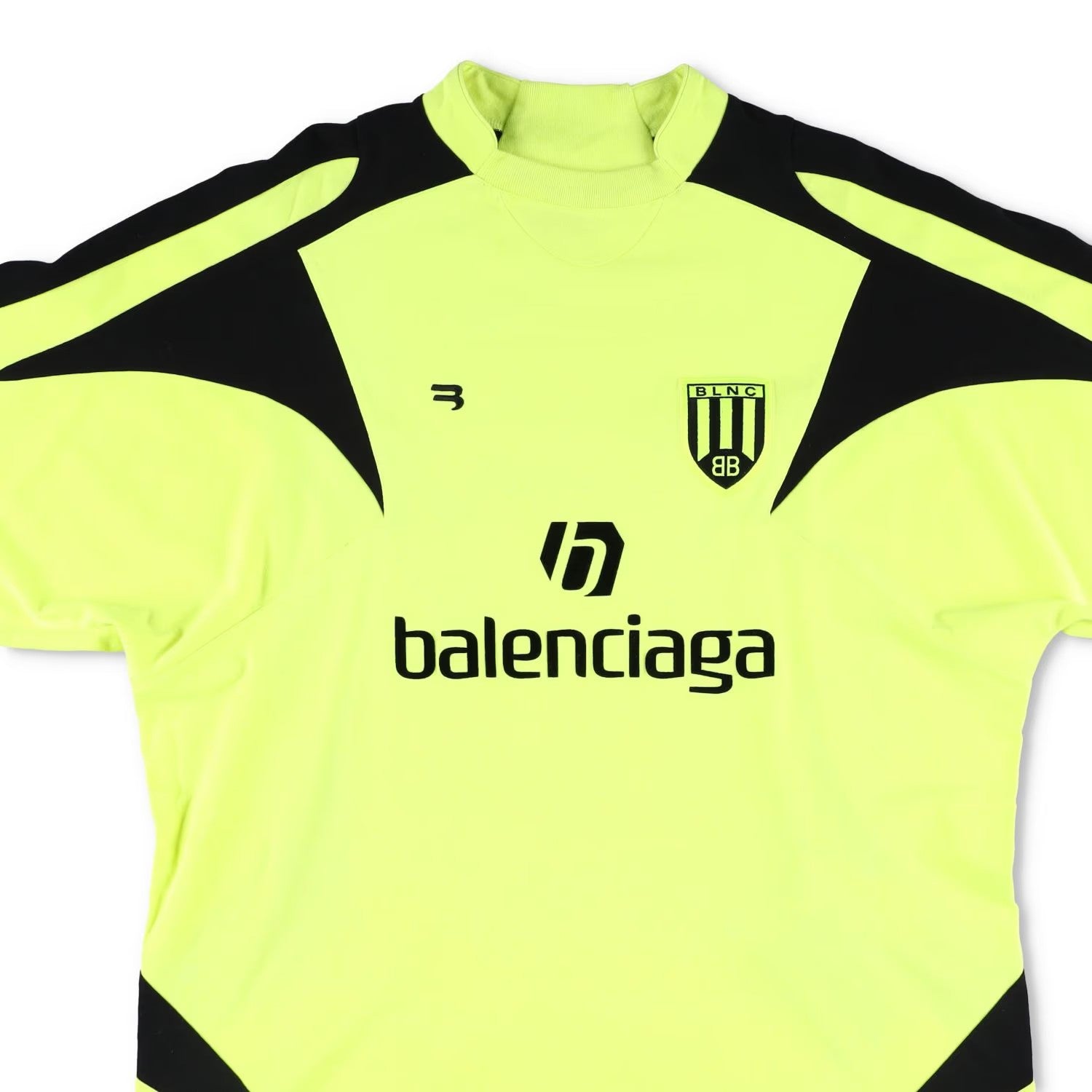 BALENCIAGA Mens Football Shirt Yellow Cotton T-Shirt Logo Crew Neck XS RRP950 — View 2