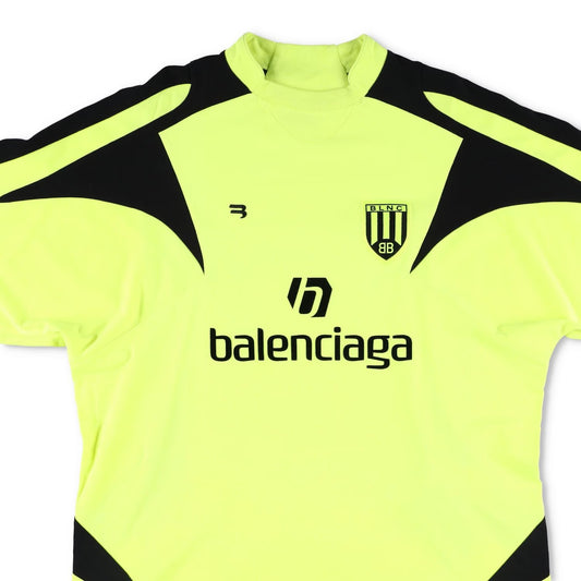 BALENCIAGA Mens Football Shirt Yellow Cotton T-Shirt Logo Crew Neck XS RRP950 — View 2