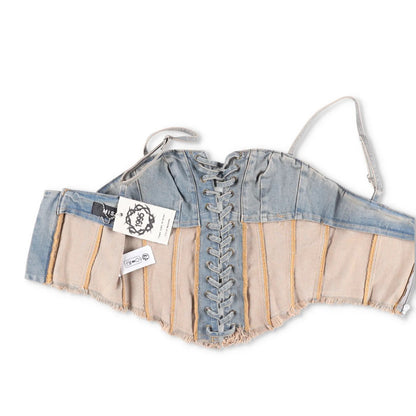 MISBHV Womens Sunset Wash Lara Laced Denim Corset Blue Sleeveless Size M RRP 240 — View 5