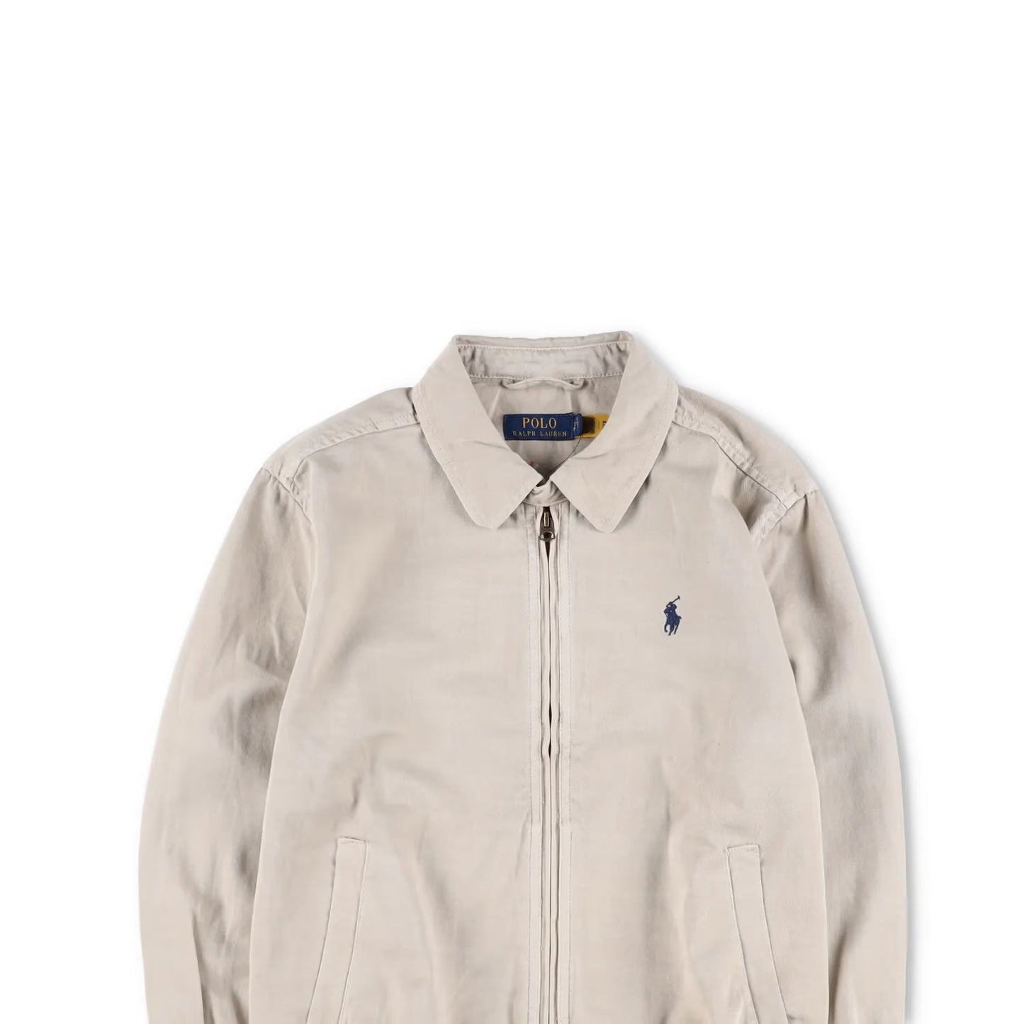 POLO Mens Jacket Cotton Blend Windbreaker Beige Collared Logo Size S RRP 275 — View 2