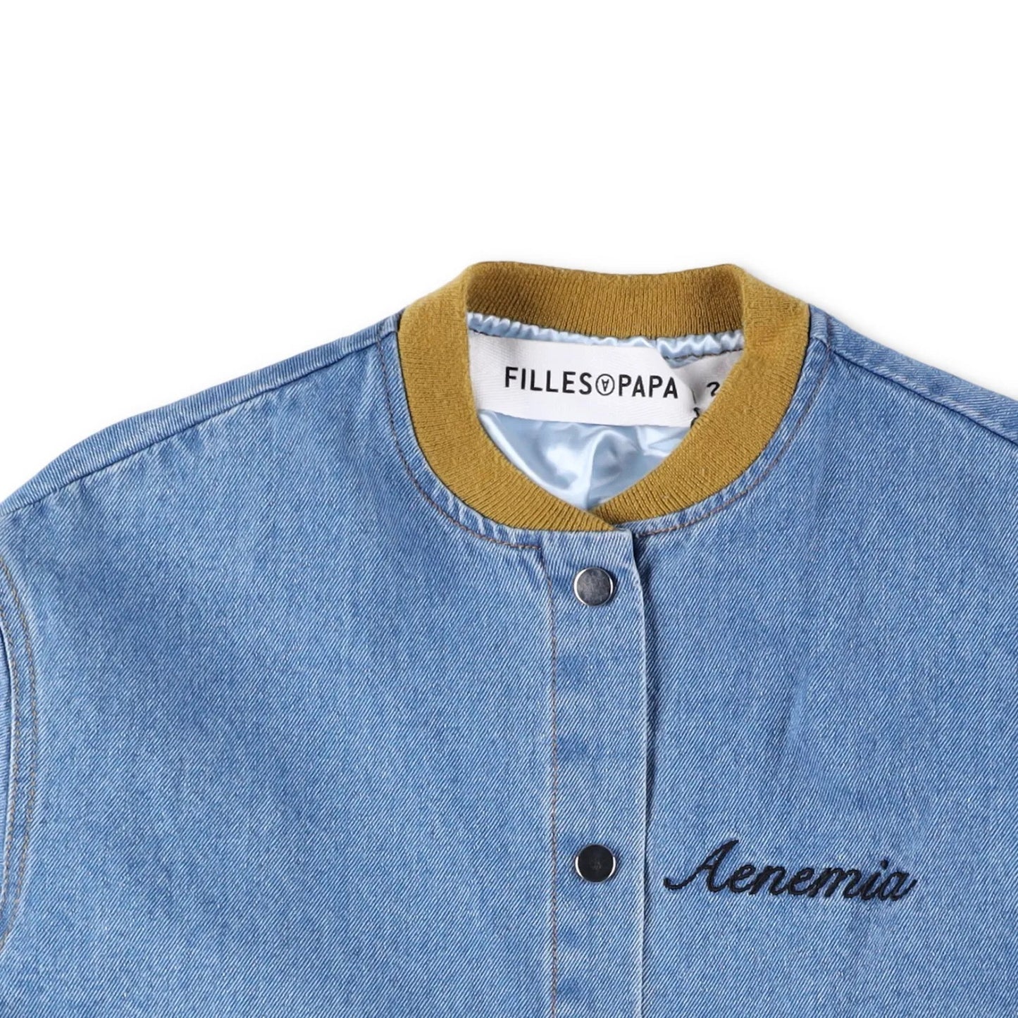 FIELLES PAPA Womens Blue Cotton Bomber Jacket Collarless Pockets Size 38 RRP 400 — View 6