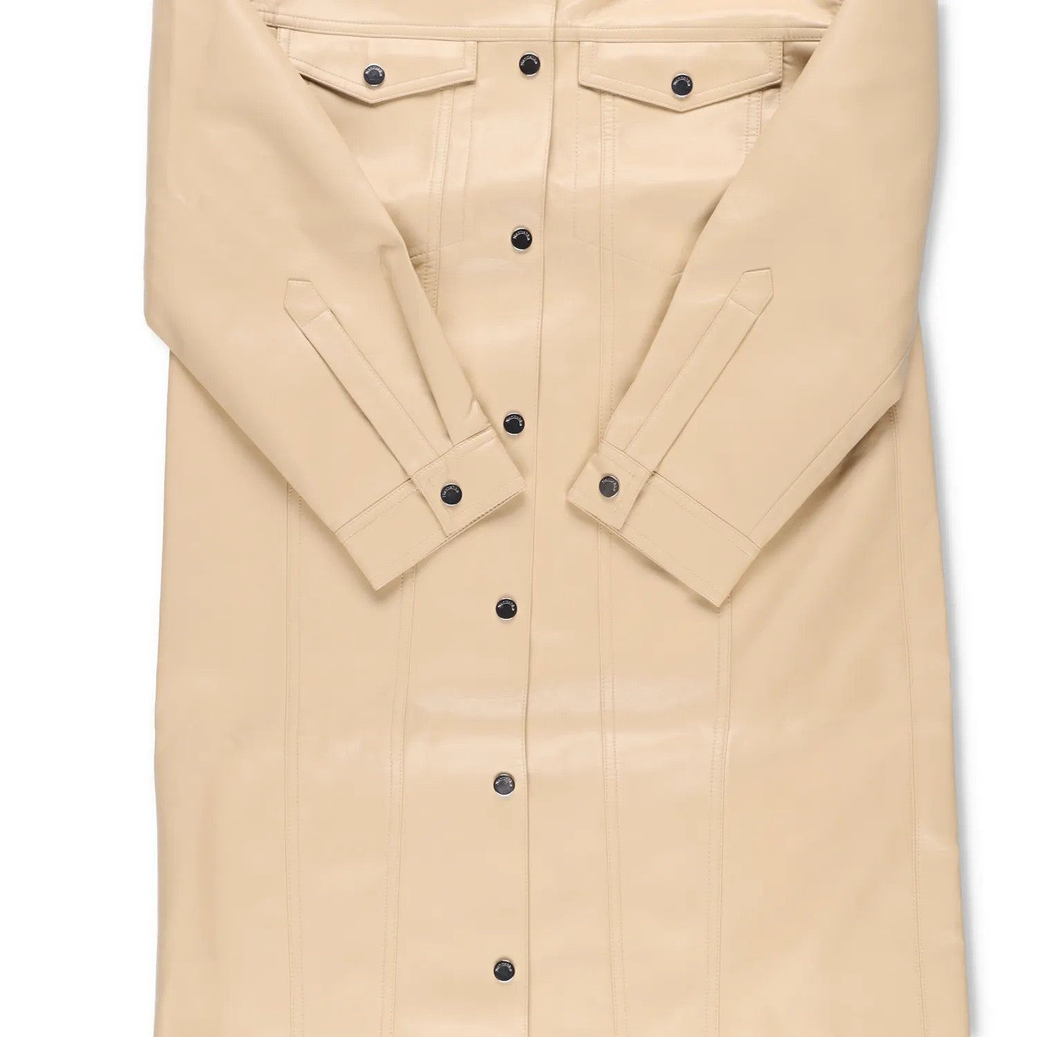 NANUSHKA Women Keano Trench Coat Button Up Leather Beige Neutrals Size L RRP1475 — View 5