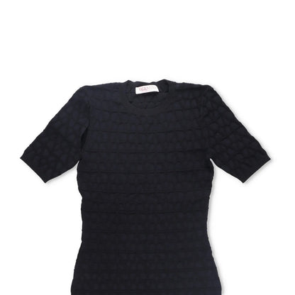 VALENTINO Womens Knit Midi Dress Black Round Neck Half Sleeve Large RRP 1850 — View 4