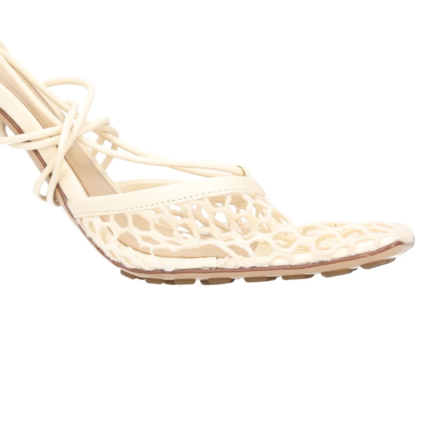 BOTTEGA VENETA Womens Court Heels Beige Synthetic Lace Open Toe UK 4 RRP 770 — View 10