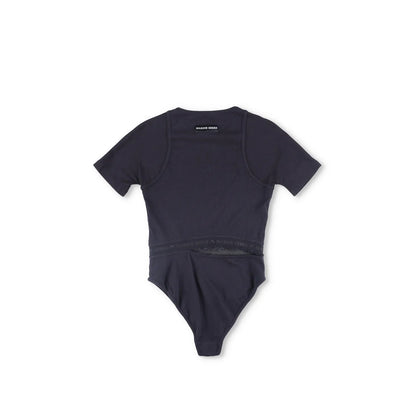 MARINE SERRE Womens Organic Cotton Rib 2X2 One-Piece Bodysuit Black L RRP 260 — View 10