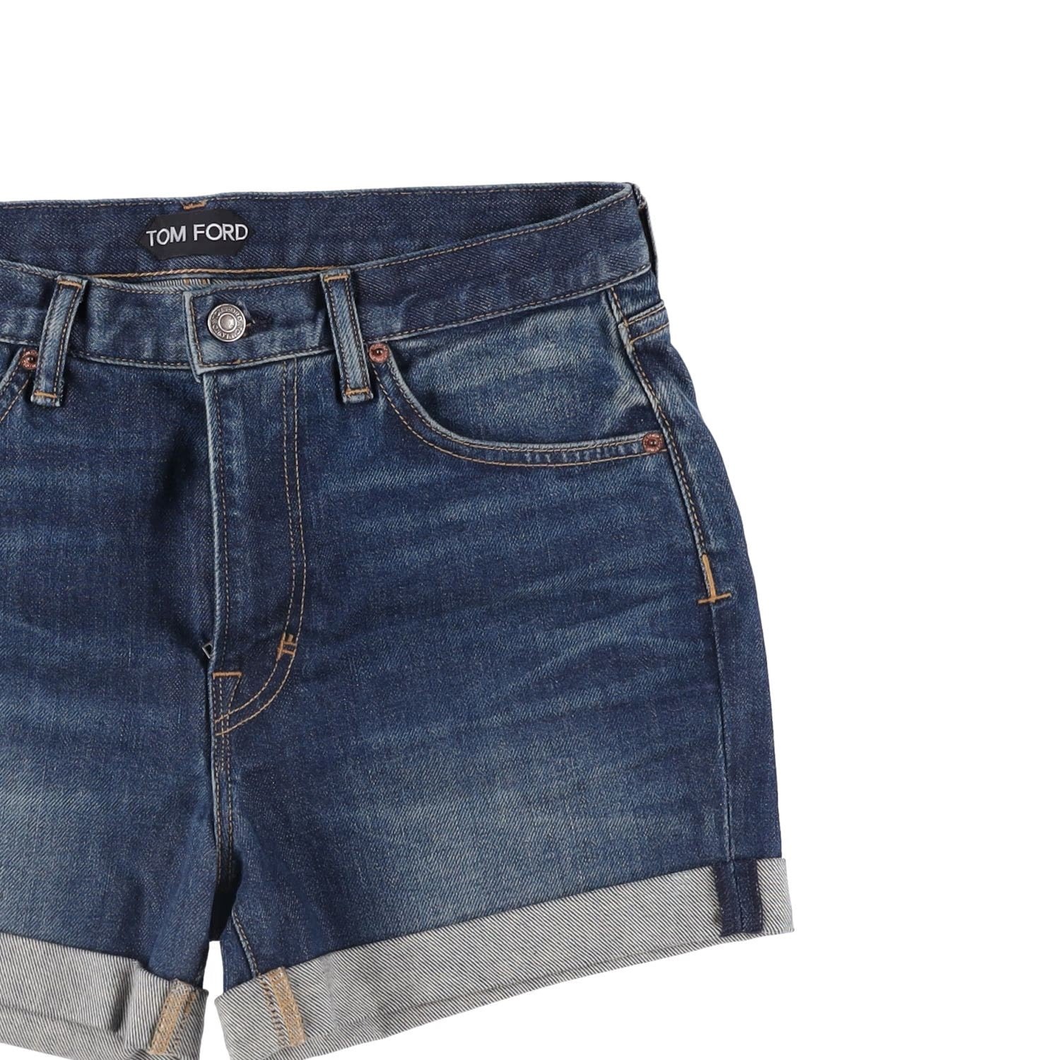 TOM FORD Womens Comfort Stone Washed Denim Shorts Blue Size 28 RRP 665 — View 2