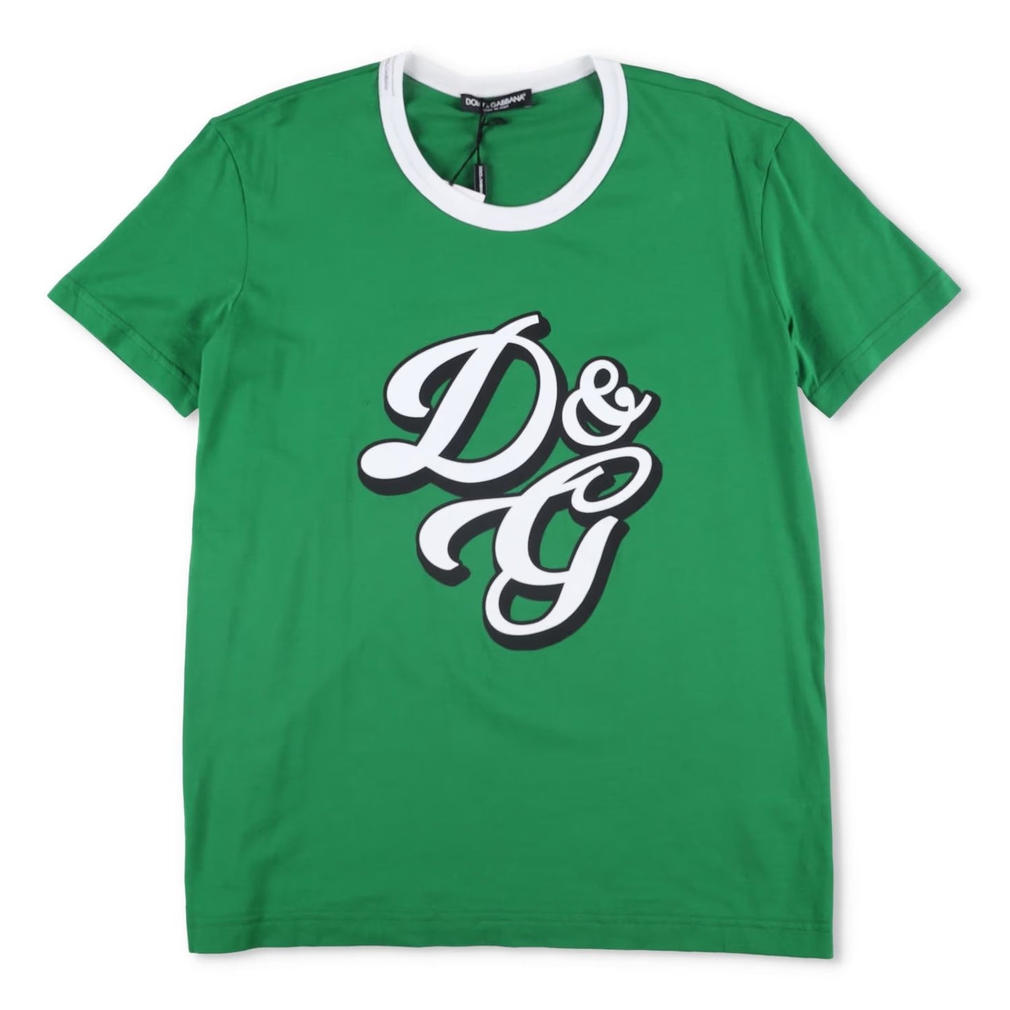 DOLCE & GABBANA Mens T-Shirt Cotton Green Crew Neck Short Sleeve Size 42 RRP 225