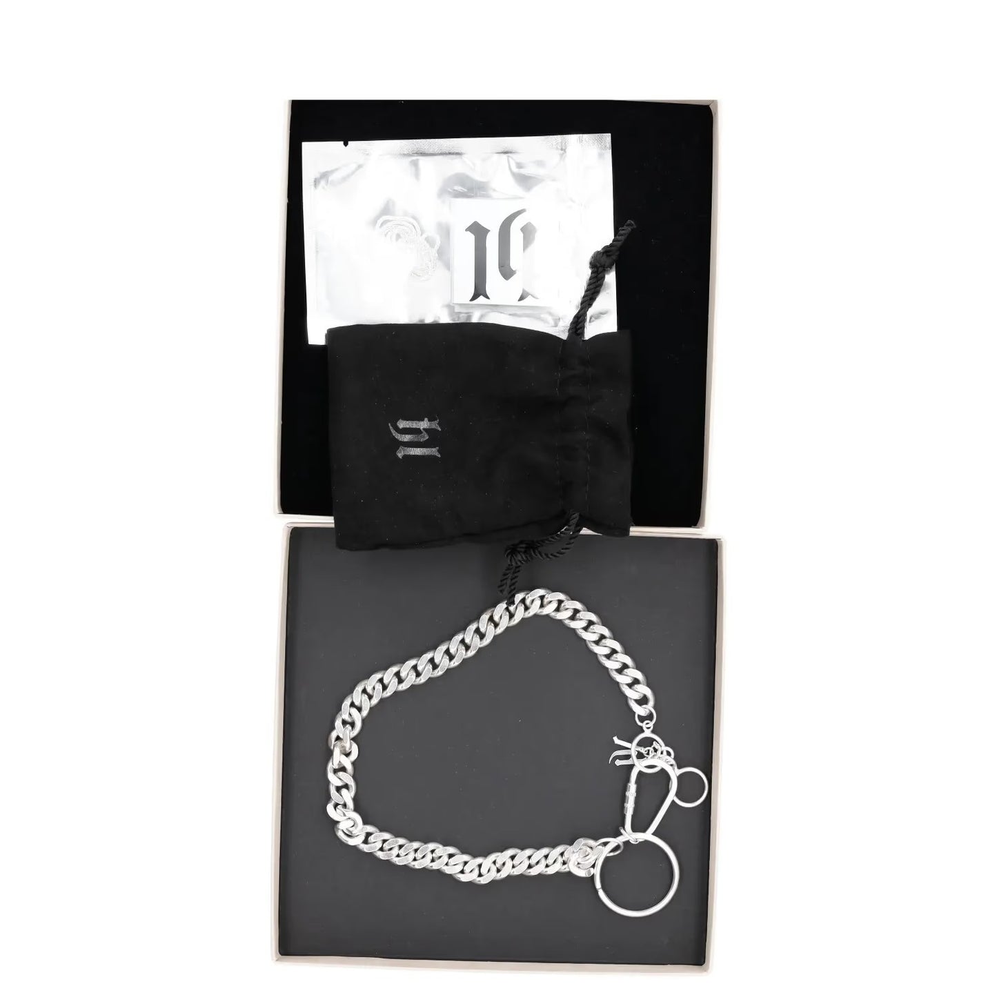 HATTON LABS Mens Choker Necklace Curb Chain Silver Charms Size 40 cm RRP 350 — View 3