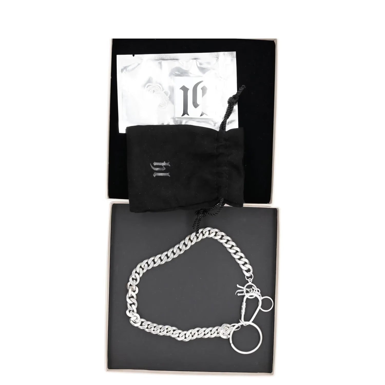 HATTON LABS Mens Choker Necklace Curb Chain Silver Charms Size 40 cm RRP 350 — View 3