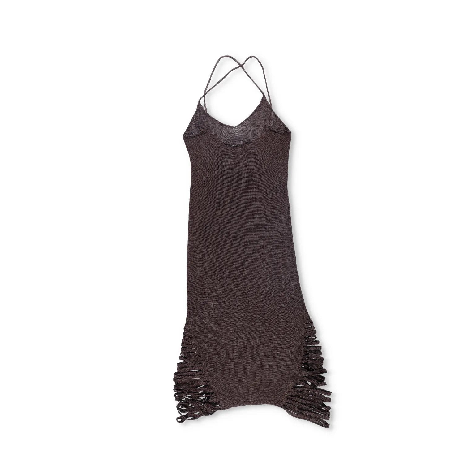 AISLING CAMPS Womens Stalacite Slip Midi Dress Purple Knit Fringe Strap M RRP880 — View 9