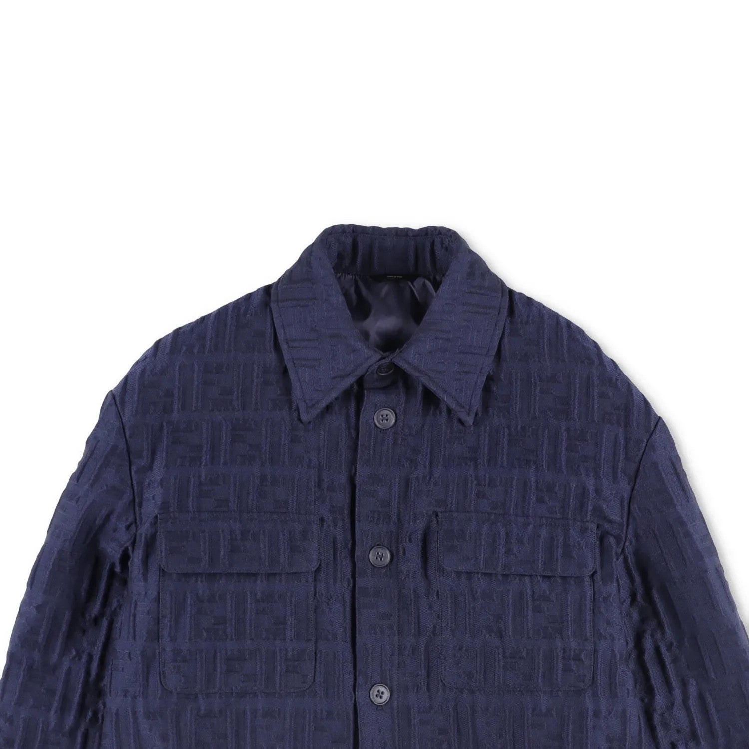 FENDI Mens Blouson Embossed Jacket Shirt Jacket Blue Knit Size 48 RRP 2150 — View 3
