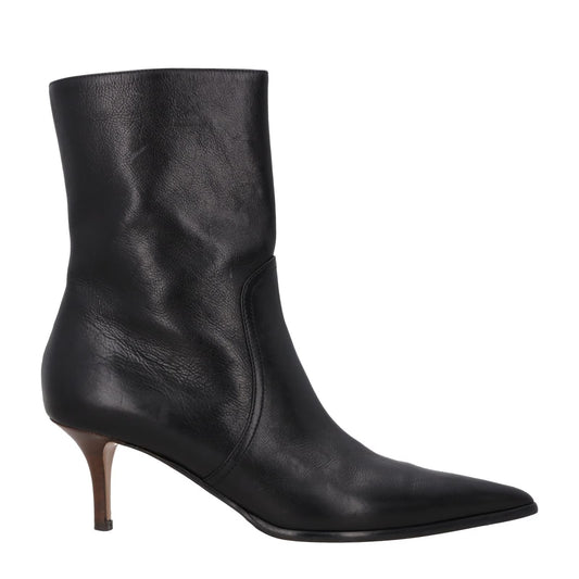 PARIS TEXAS Womens Ashley Black Leather Ankle Boot Point Kitten Heel UK7 RRP745