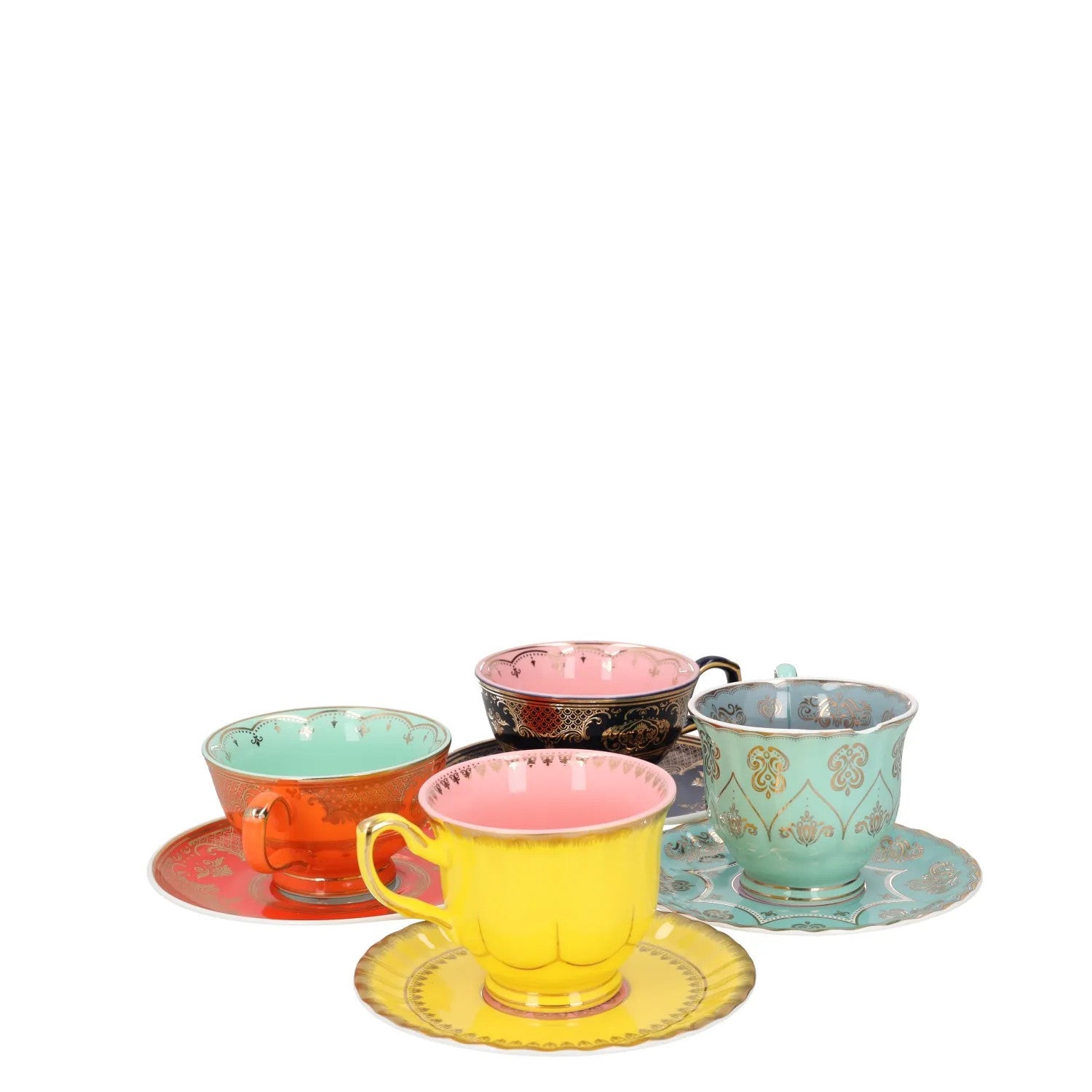 POLS POTTEN Set Of 4 Grandpa Tea Set Teacups and Saucers Multicoloured OS RRP115 — View 3