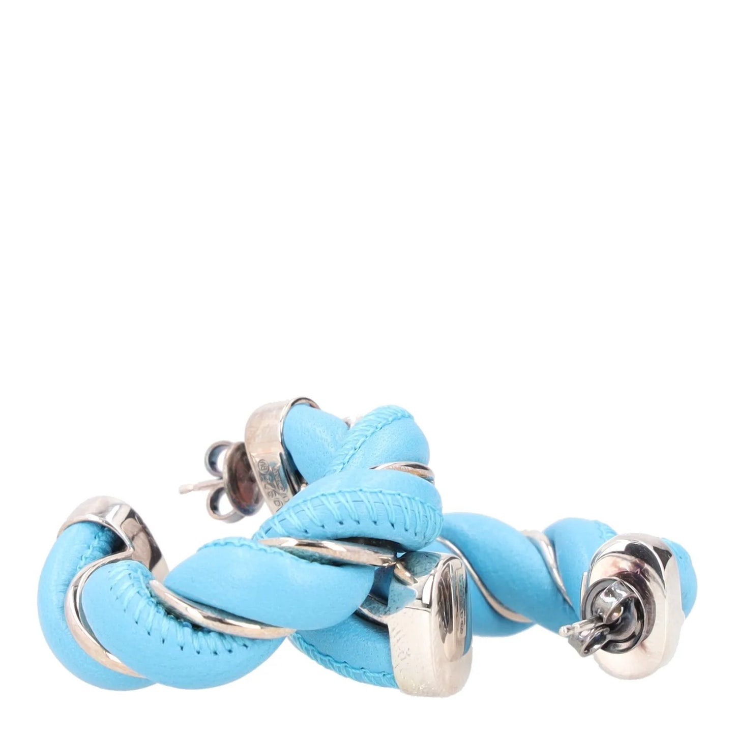 BOTTEGA VENETA Womens Hoop Earrings Blue Sterling Silver One Size RRP 450 — View 5