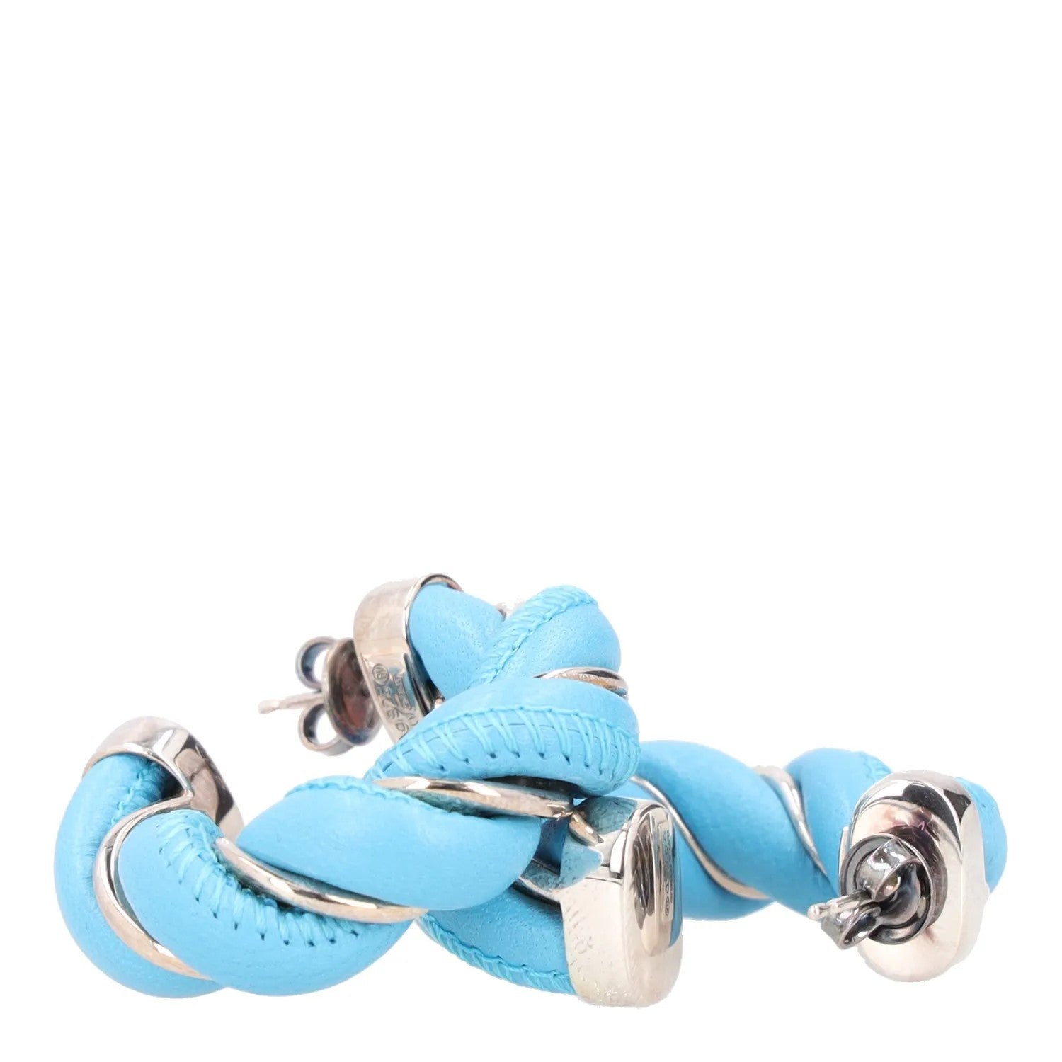BOTTEGA VENETA Womens Hoop Earrings Blue Sterling Silver One Size RRP 450 — View 5