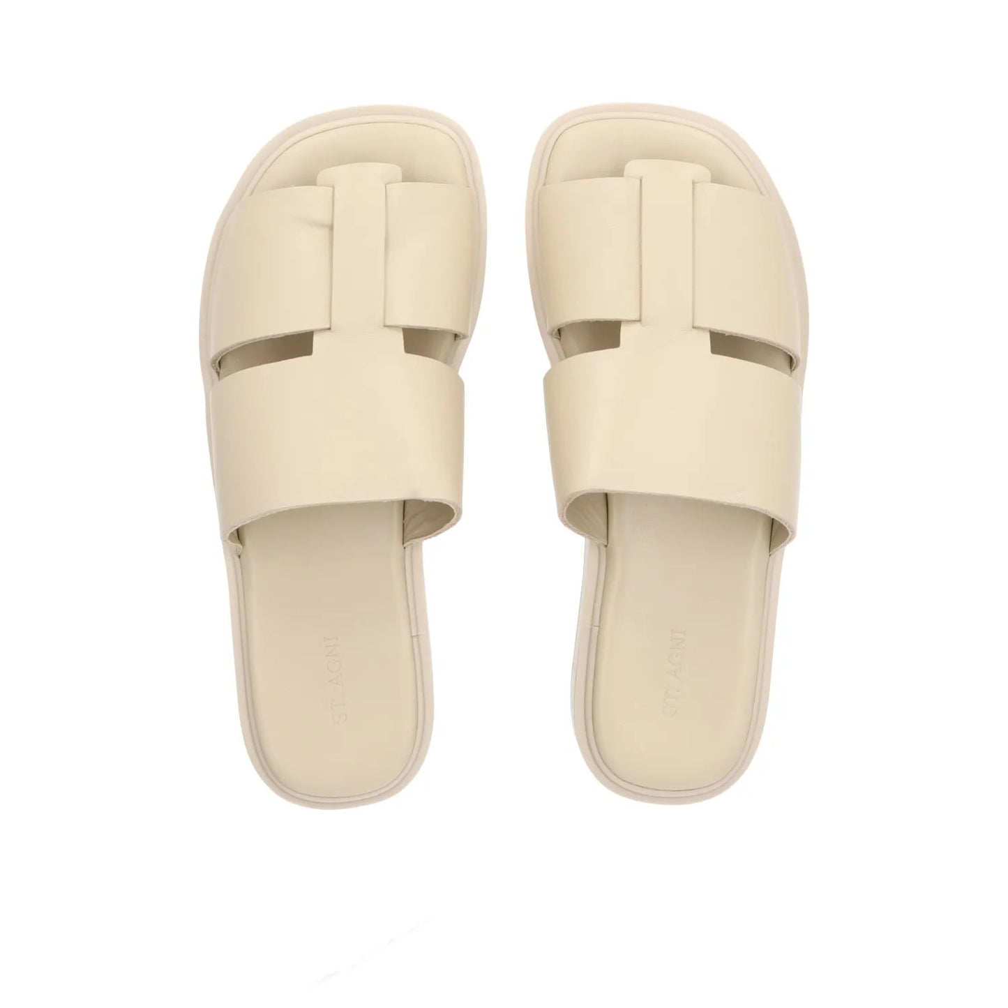 ST AGNI Womens Sliders Beige Leather Flat Open Toe 2 Straps EU 36 RRP 175 — View 5
