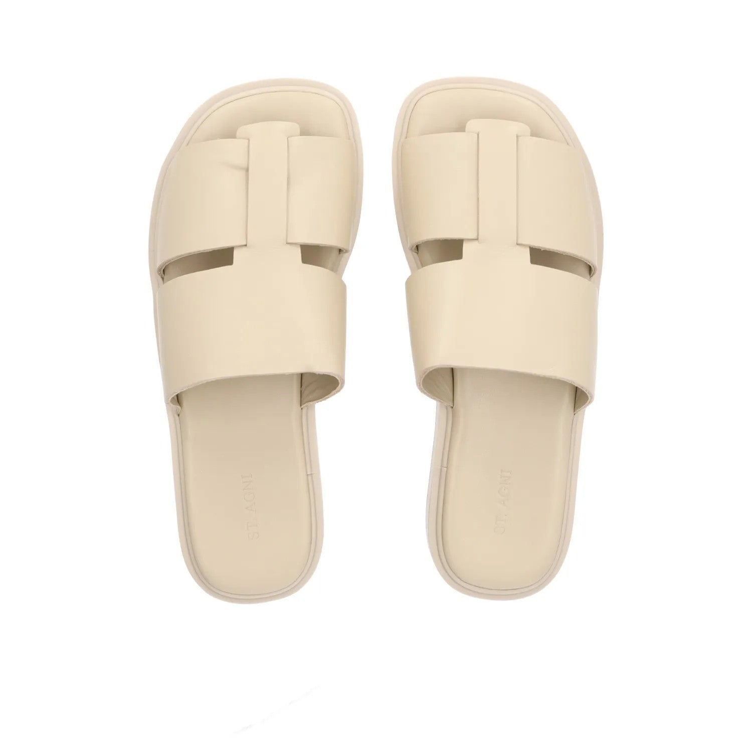 ST AGNI Womens Sliders Beige Leather Flat Open Toe 2 Straps EU 36 RRP 175 — View 5
