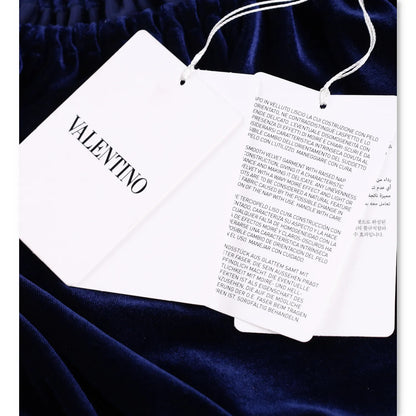 Valentino Womens Midi Dress Blue Velvet Pleated Long Balloon Sleeve XS RRP 1800 — View 9