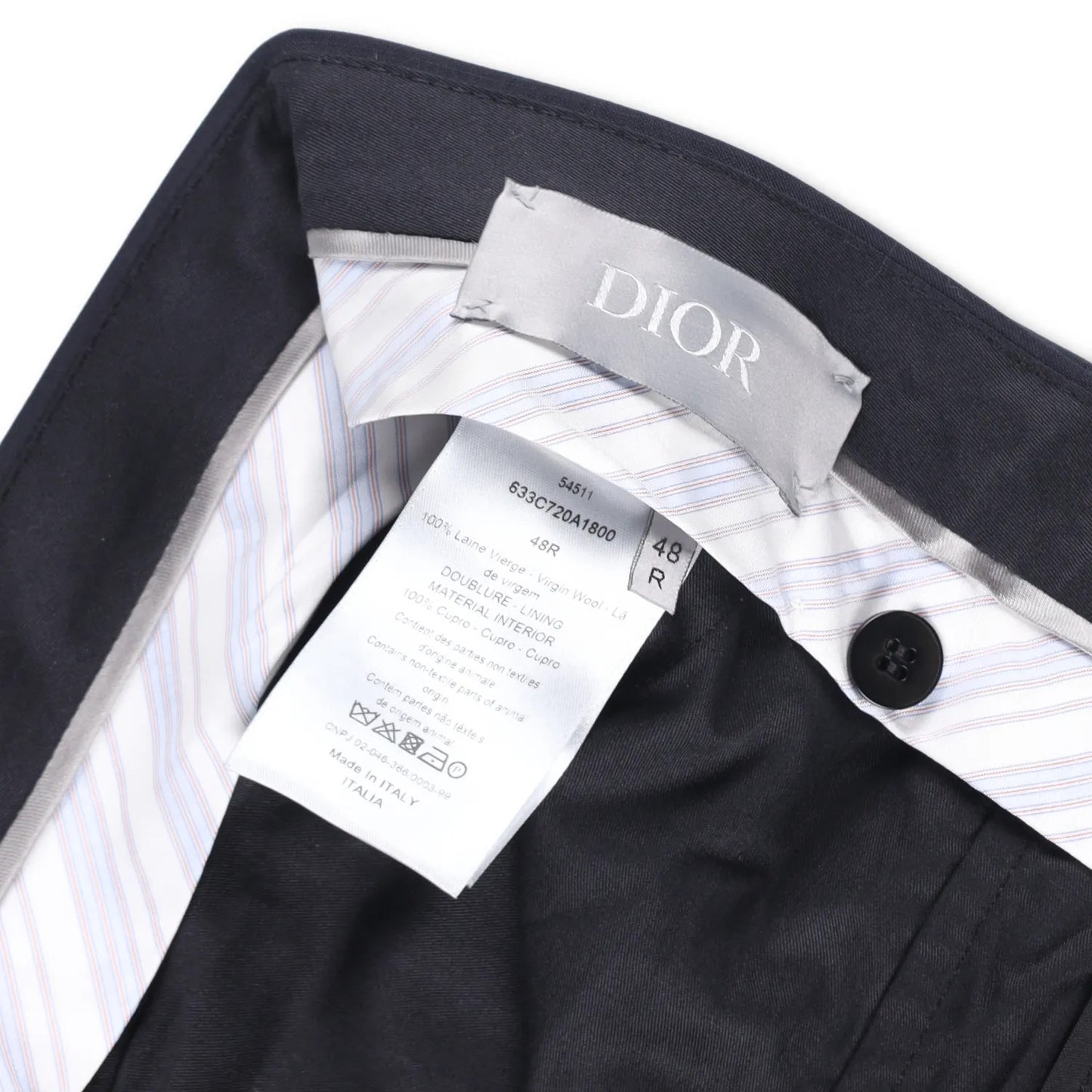 DIOR Mens Dress Pants Virgin Wool Cupro Blend Pleated Black Size 48 R RRP 400 — View 7