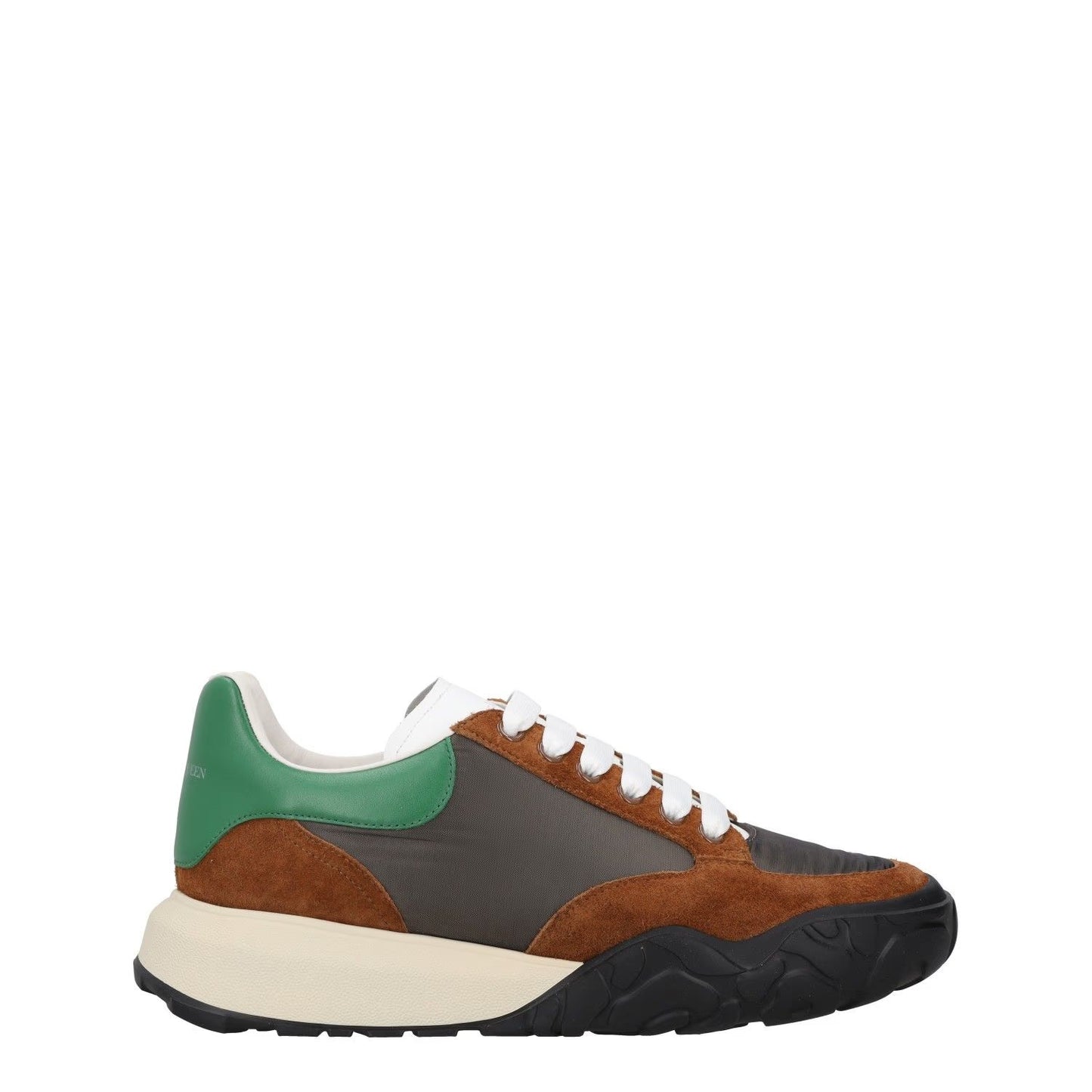 ALEXANDER MCQUEEN Mens Brown Green Leather Low Top Lace Up UK 7.5 RRP 450