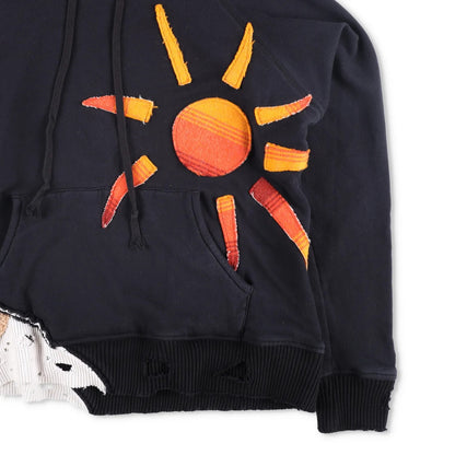 GREG LAUREN Mens Hoodie Cotton Fleece Embroidered Sun Design Size 2 RRP 850 — View 4
