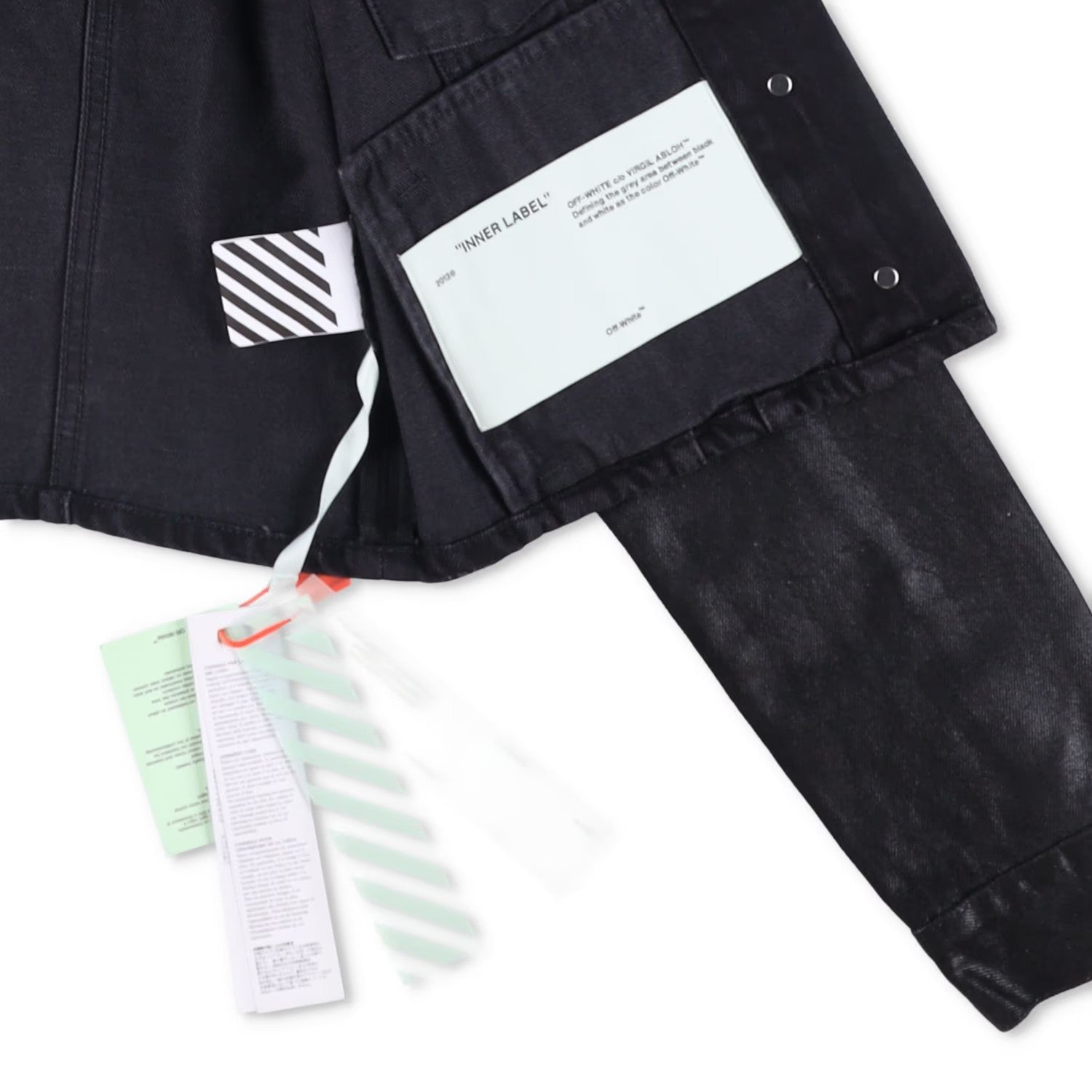OFF-WHITE Womens Cropped Jacket Black Cotton Button Closure Size 38 RRP 850 — View 11