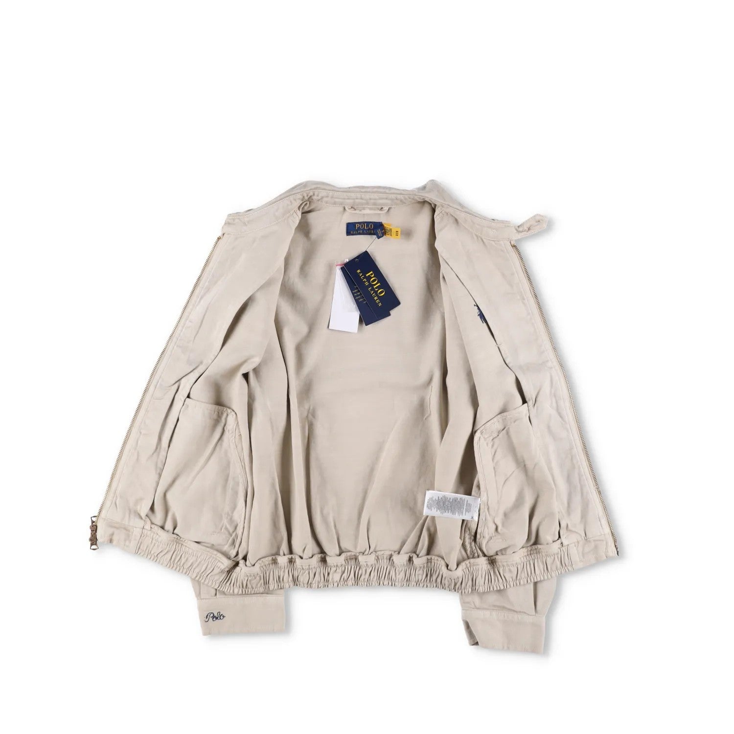 POLO Mens Jacket Cotton Blend Windbreaker Beige Collared Logo Size S RRP 275 — View 7