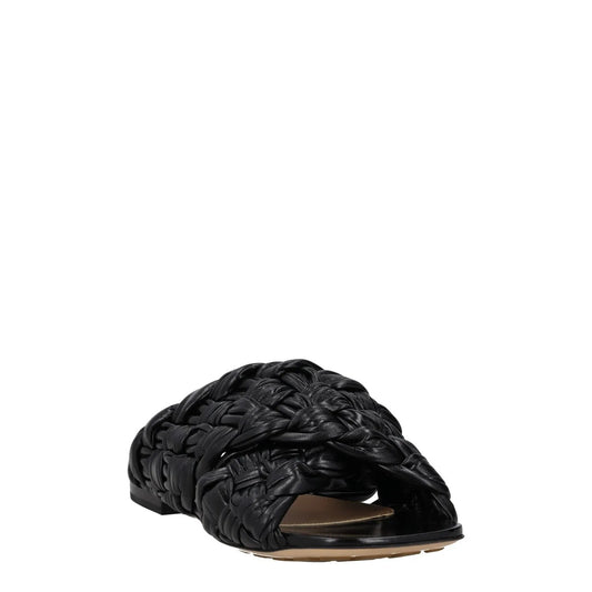 BOTTEGA VENETA Womens Slip On Sandals Black Leather Woven Flat UK 5 RRP 850 — View 2