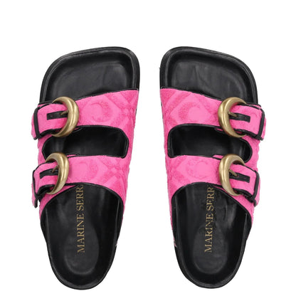 MARINE SERRE Womens Sandals Pink Leather Flats Sliders Strappy EU 39 RRP 250 — View 6