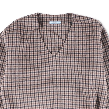 PRADA Womens Blouse V-Neck Long Sleece Check Pattern Brown Size 40 RRP 2830 — View 2