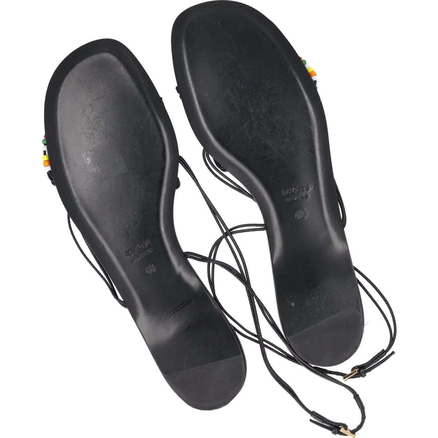 KHAITE Womens Loop Flat Sandals Black Leather Strappy Thong Buckled UK 7 RRP 595 — View 8