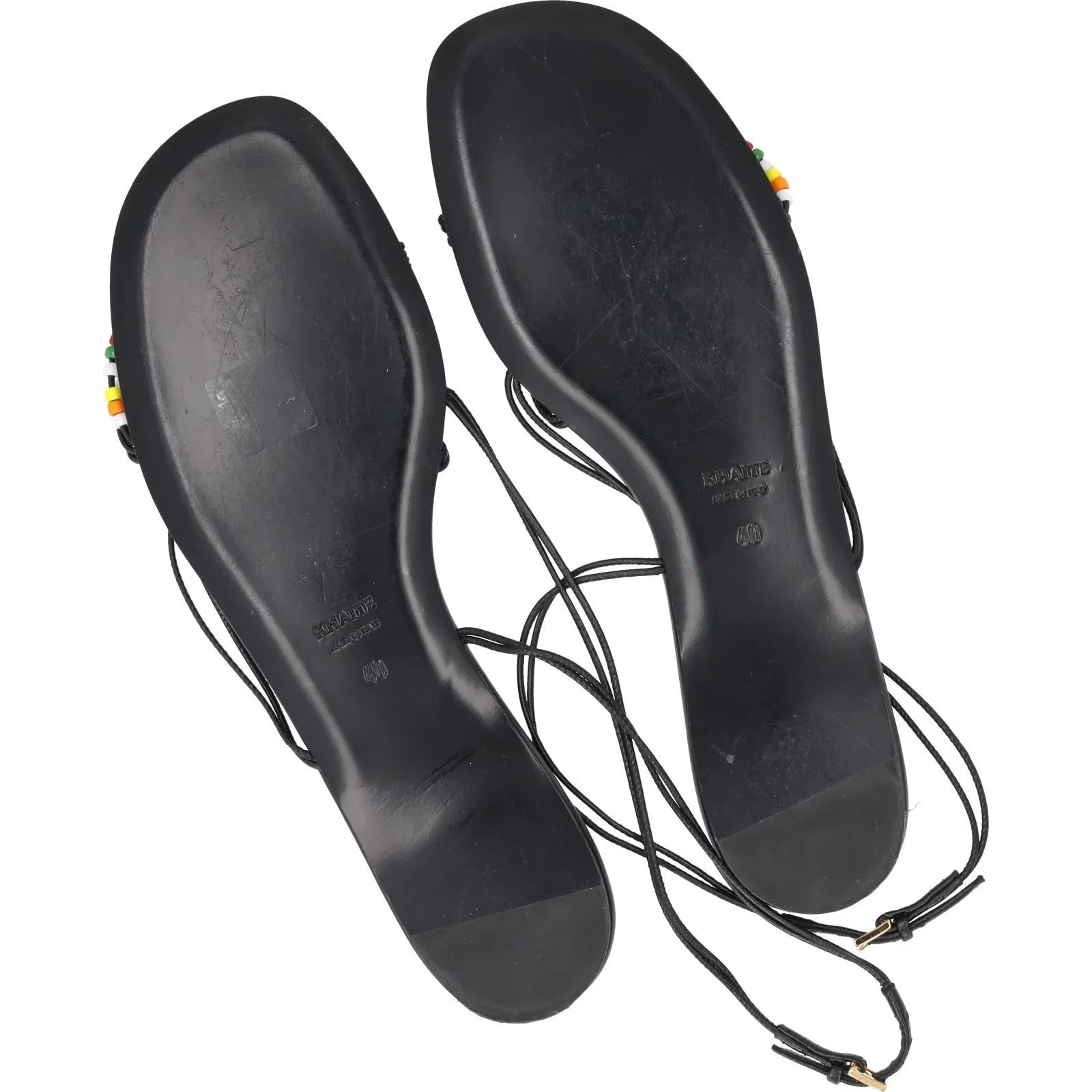 KHAITE Womens Loop Flat Sandals Black Leather Strappy Thong Buckled UK 7 RRP 595 — View 8