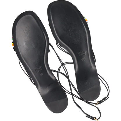 KHAITE Womens Loop Flat Sandals Black Leather Strappy Thong Buckled UK 7 RRP 595 — View 8