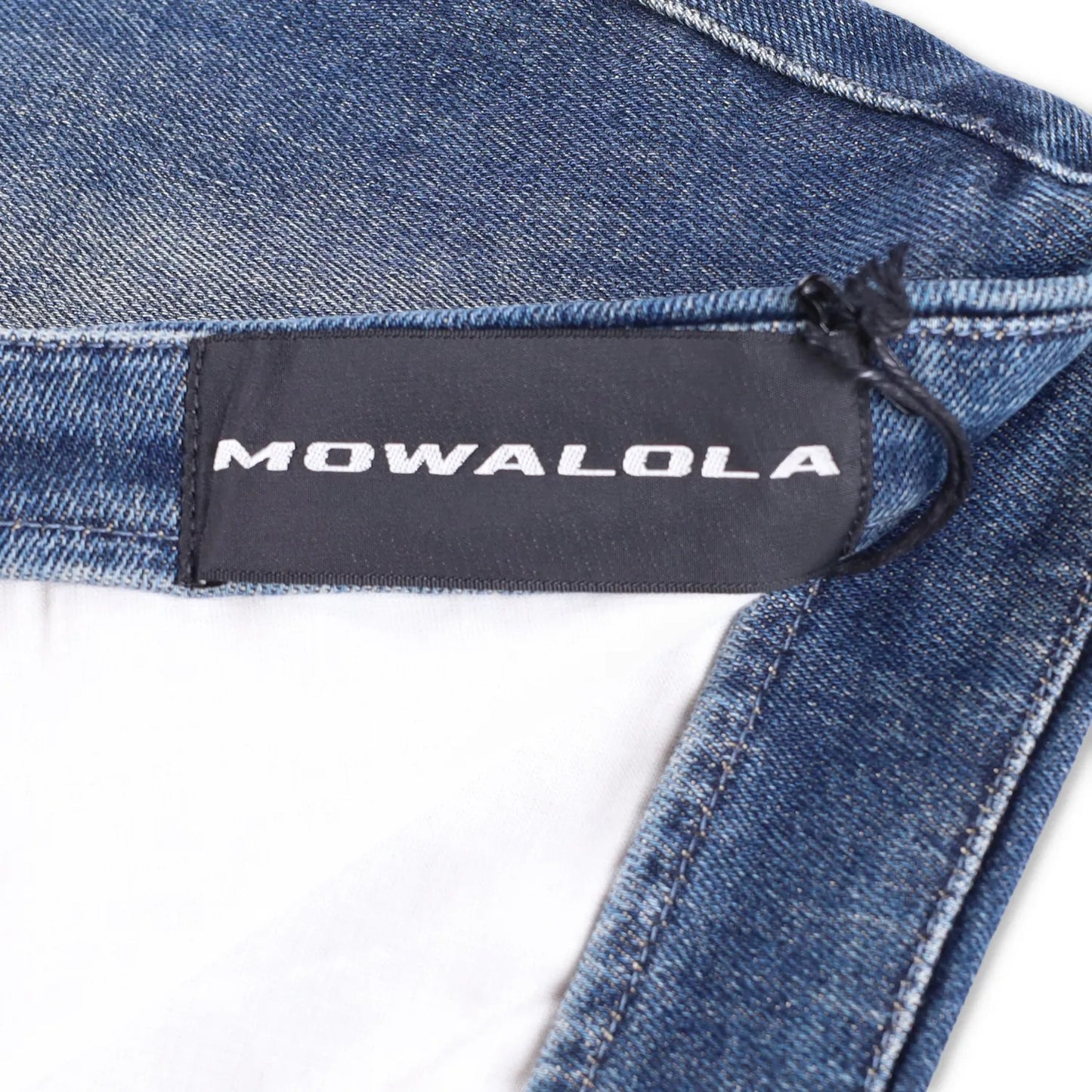 MOWALOLA Womens Embossed Denim Mini Skirt Blue Short Light Wash Size M RRP 320 — View 5