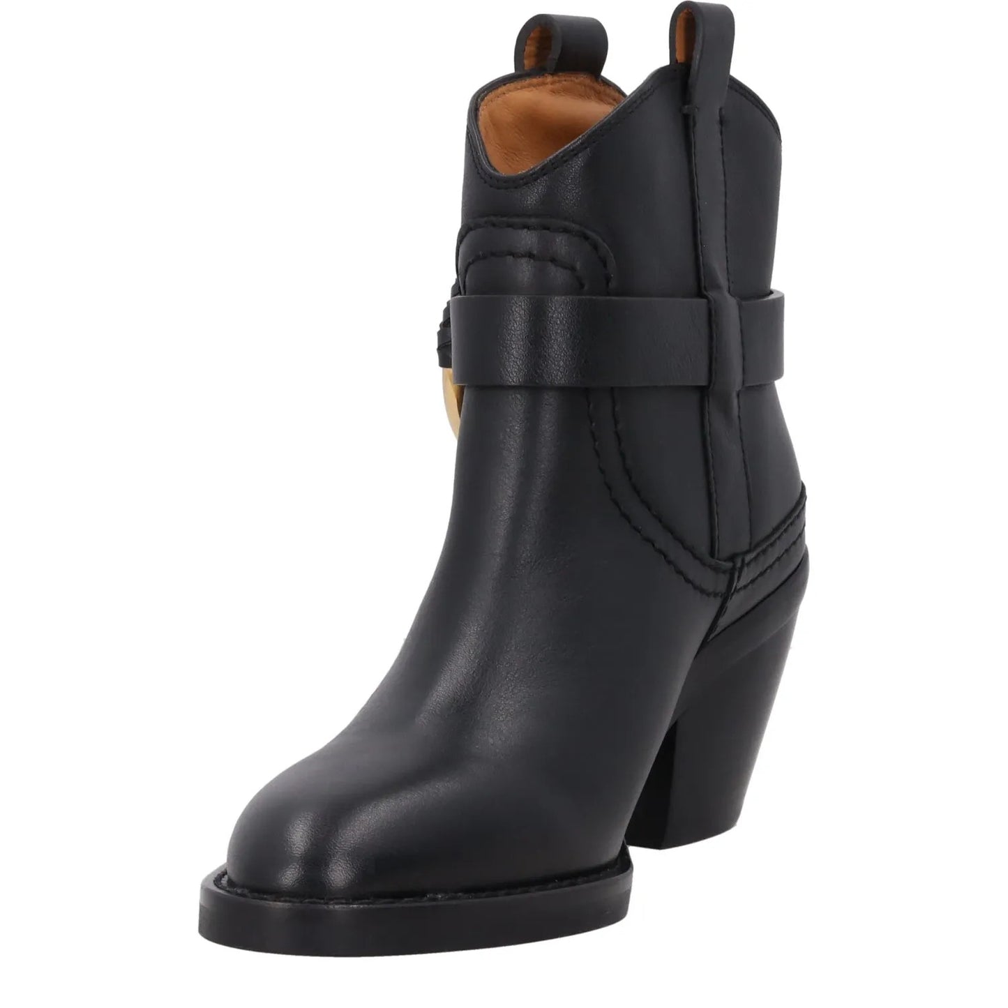 SEE BY CHLOE Womens Hana Ankle Boots Black Leather Round Toe Mid Heel 39 RRP 525 — View 3